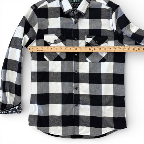 Retro Rifle Beetlejuice It's Showtime Flannel Shirt Mens Medium Black White - Picture 7 of 8